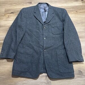 Ermenegildo Zegna Soft Black Gray Wool Cashmere Blazer Suit Coat EU 52R / US 42R